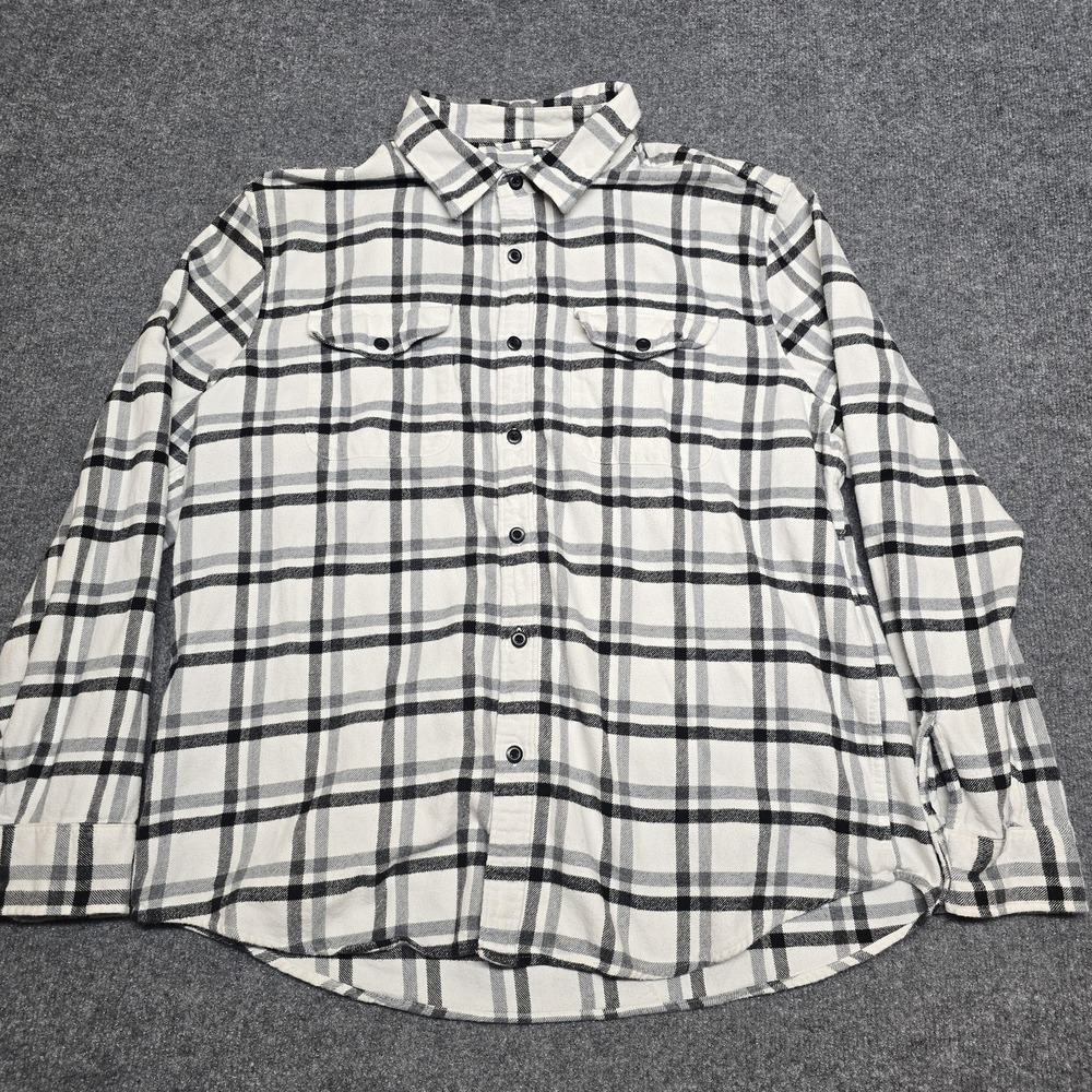 American Eagle Outfitters Shirt Mens XL White Plaid Flannel Button Up Casual
